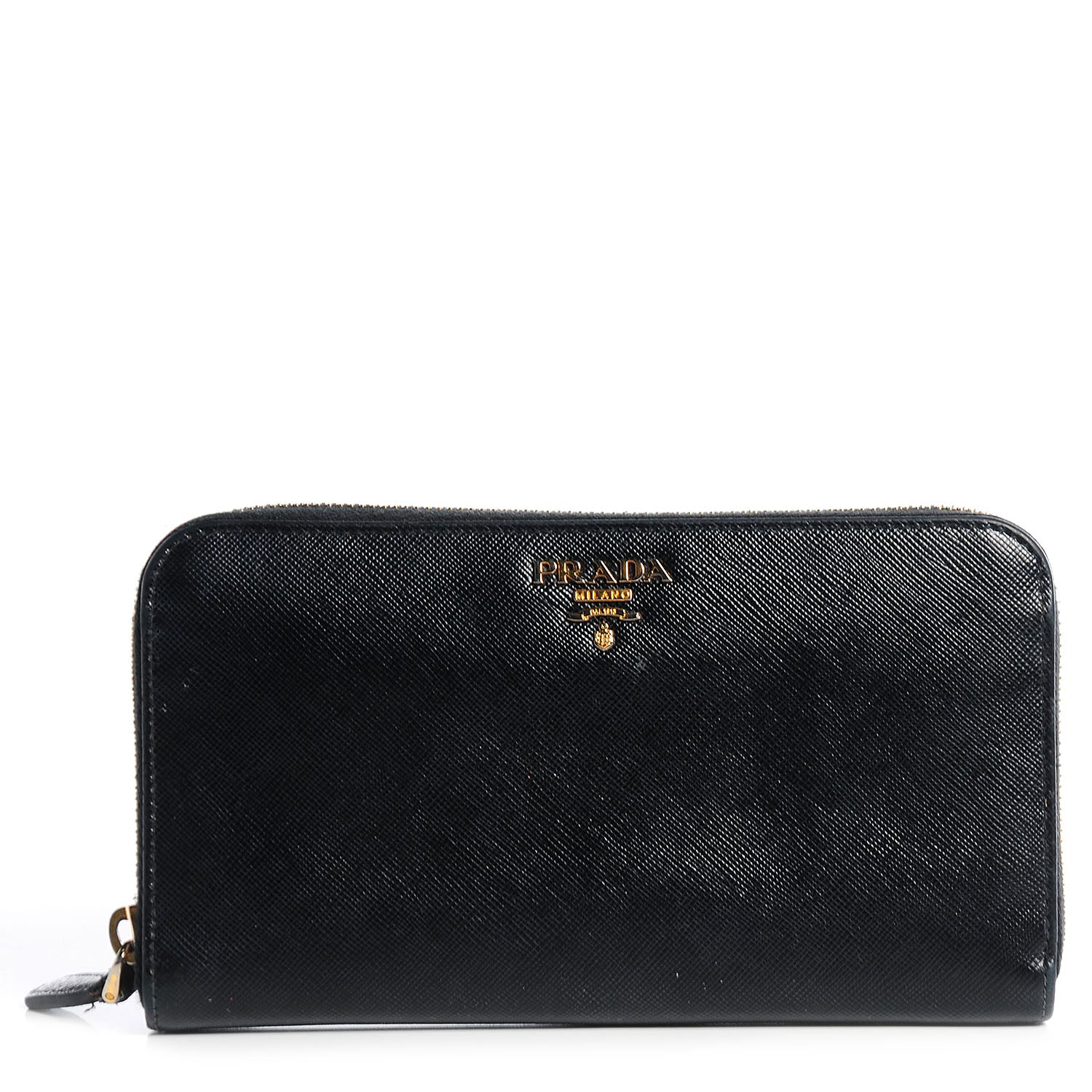 Prada Saffiano Zip Around Wallet Nero Black 1 of 9