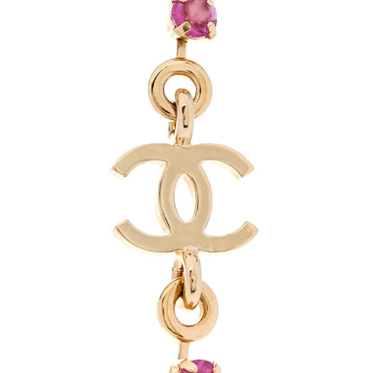 Chanel Crystal CC Choker Necklace Gold Pink Orange Purple Yellow 4 of 6