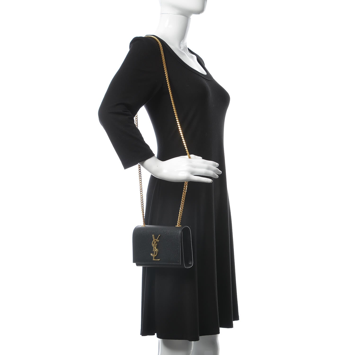Saint Laurent Grain De Poudre Small Monogram Kate Satchel Black 2 of 9