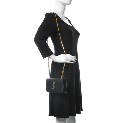 Saint Laurent Grain De Poudre Small Monogram Kate Satchel Black 2 of 9