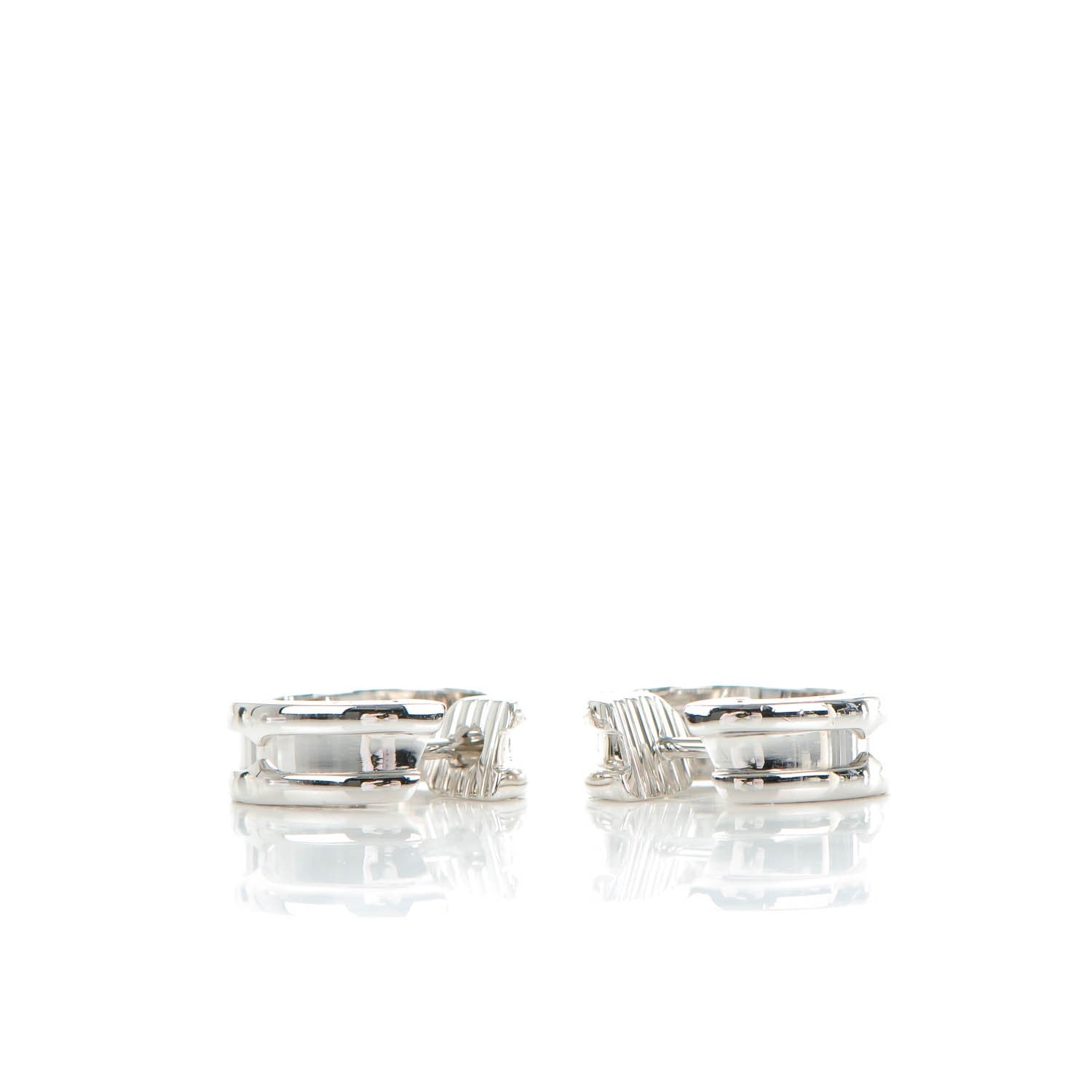 Bulgari 18K White Gold Small B.Zero1 Hoop Earrings 3 of 7