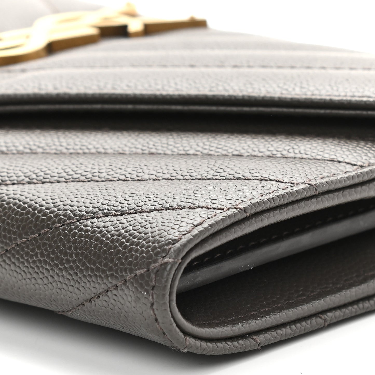 Grain De Poudre Matelasse Chevron Monogram Flap Wallet Fog