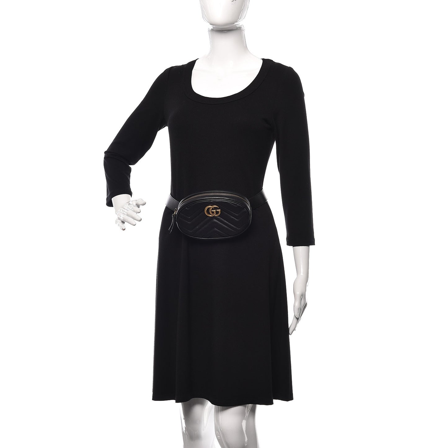 Calfskin Matelasse GG Marmont Belt Bag 85 34 Black