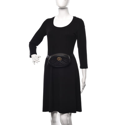 Gucci Calfskin Matelasse GG Marmont Belt Bag 85 34 Black 2 of 12