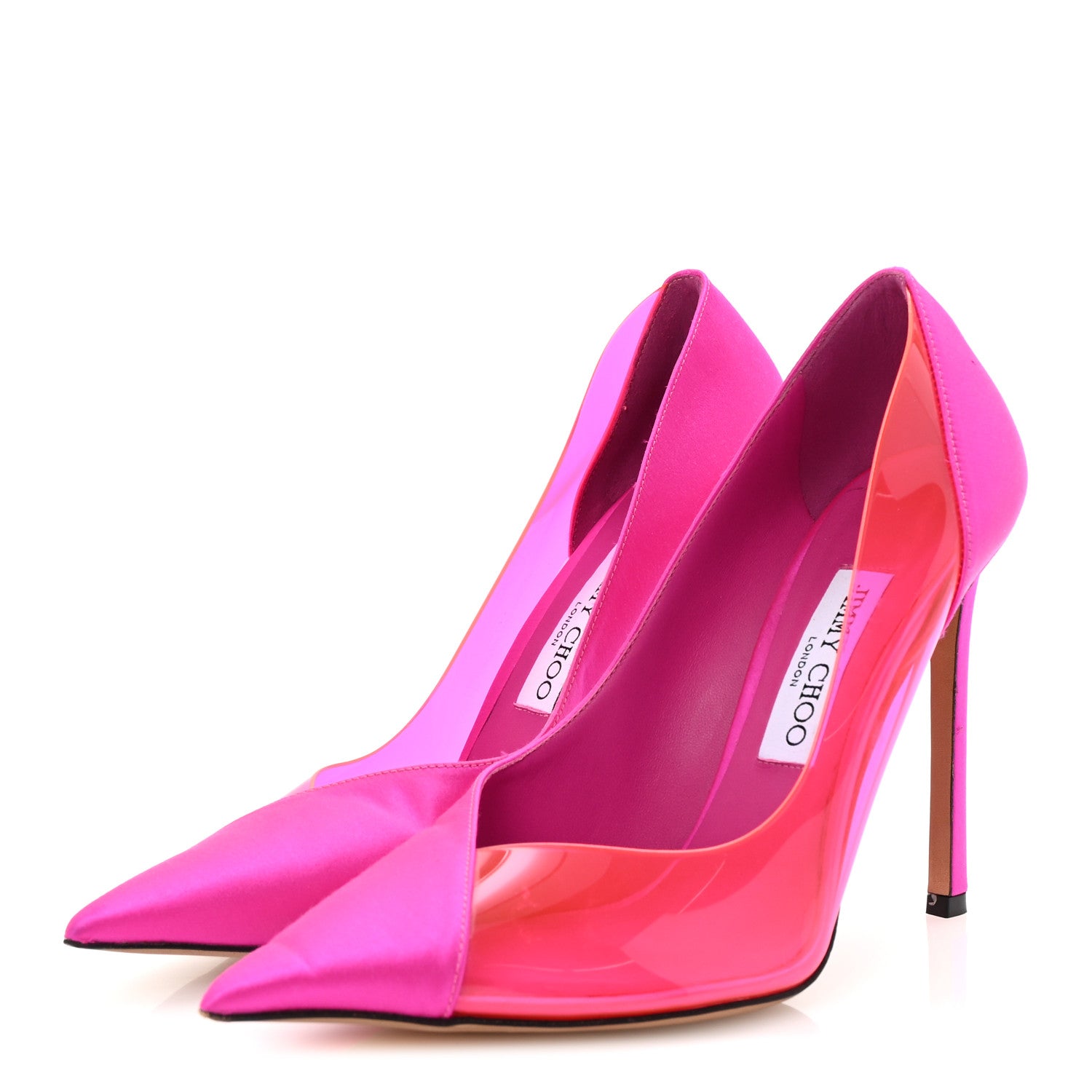 Jimmy Choo Satin PVC Cass Pumps 38 Fuchsia 4 of 9