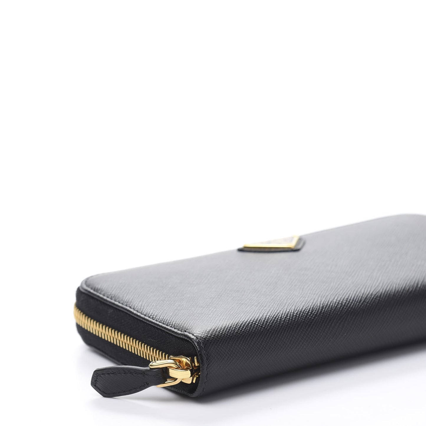 Saffiano Metal Zip Around Wallet Black