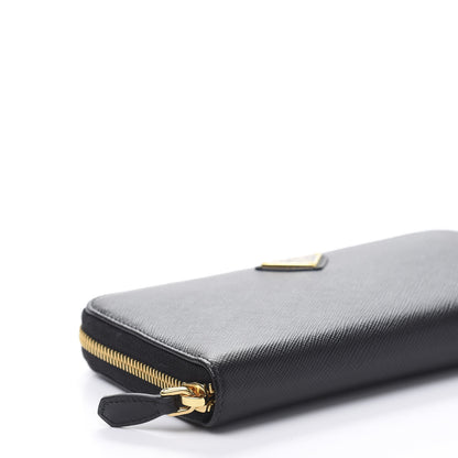 Prada Saffiano Metal Zip Around Wallet Black 6 of 9