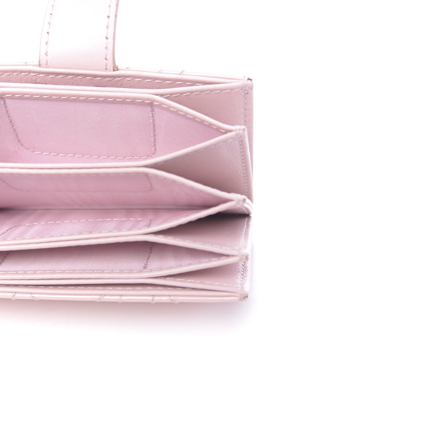Patent Cannage Lady Dior 5-Gusset Card Holder Rose Clair