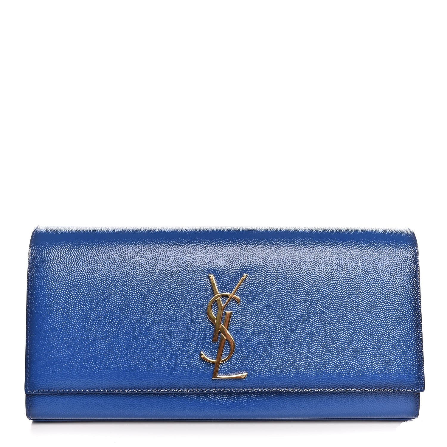 Saint Laurent Patent Grain De Poudre Classic Monogram Cassandre Clutch Royal Blue 1 of 8