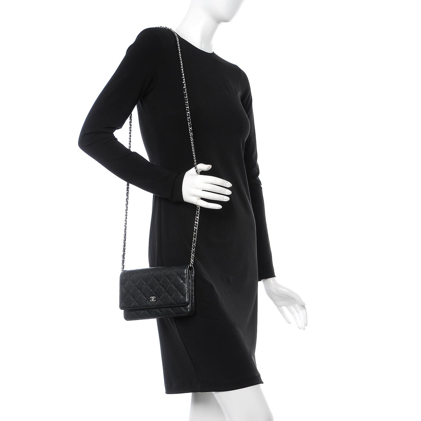 Caviar Quilted Wallet On Chain WOC Black