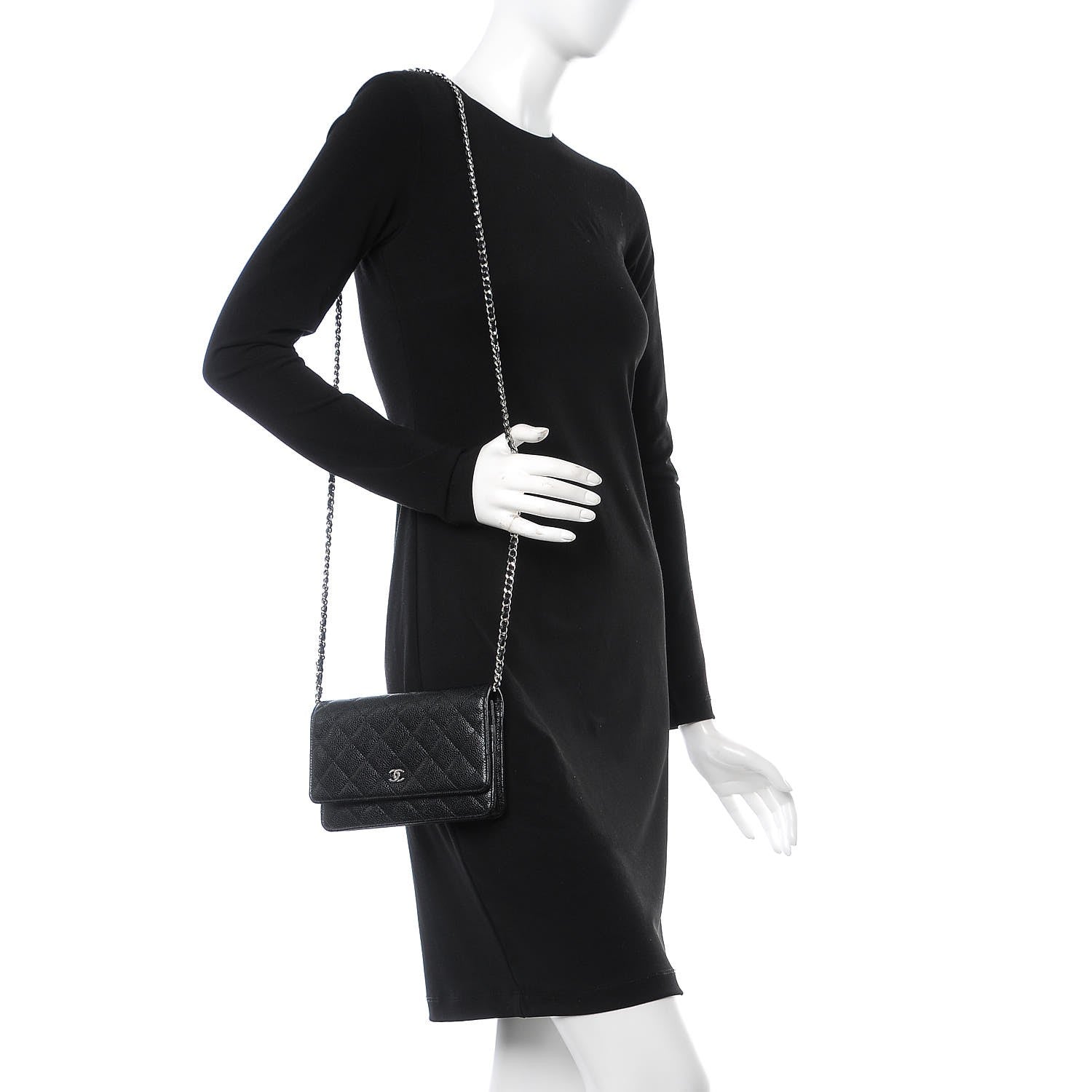 Chanel Caviar Quilted Wallet On Chain WOC Black 2 of 8