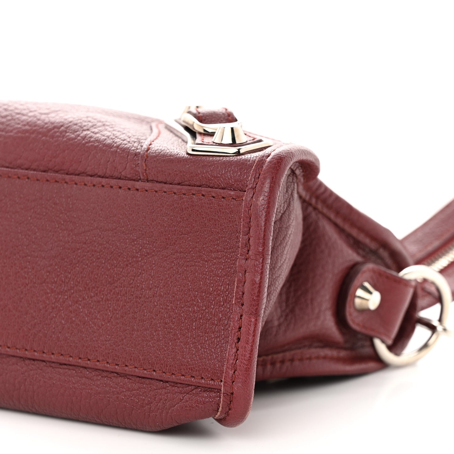 Chevre Silver Metallic Edge Hardware Mini City Cassis