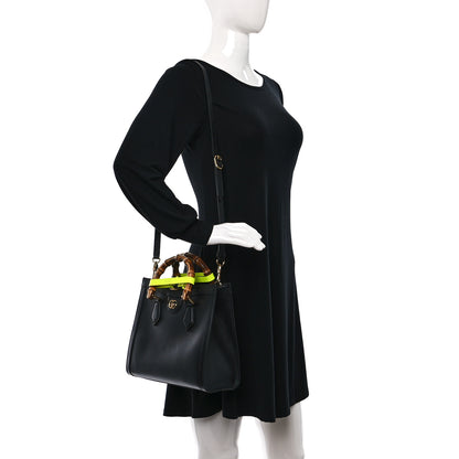 Gucci Calfskin Small Diana Tote Bag Black Yellow Fluo 2 of 9