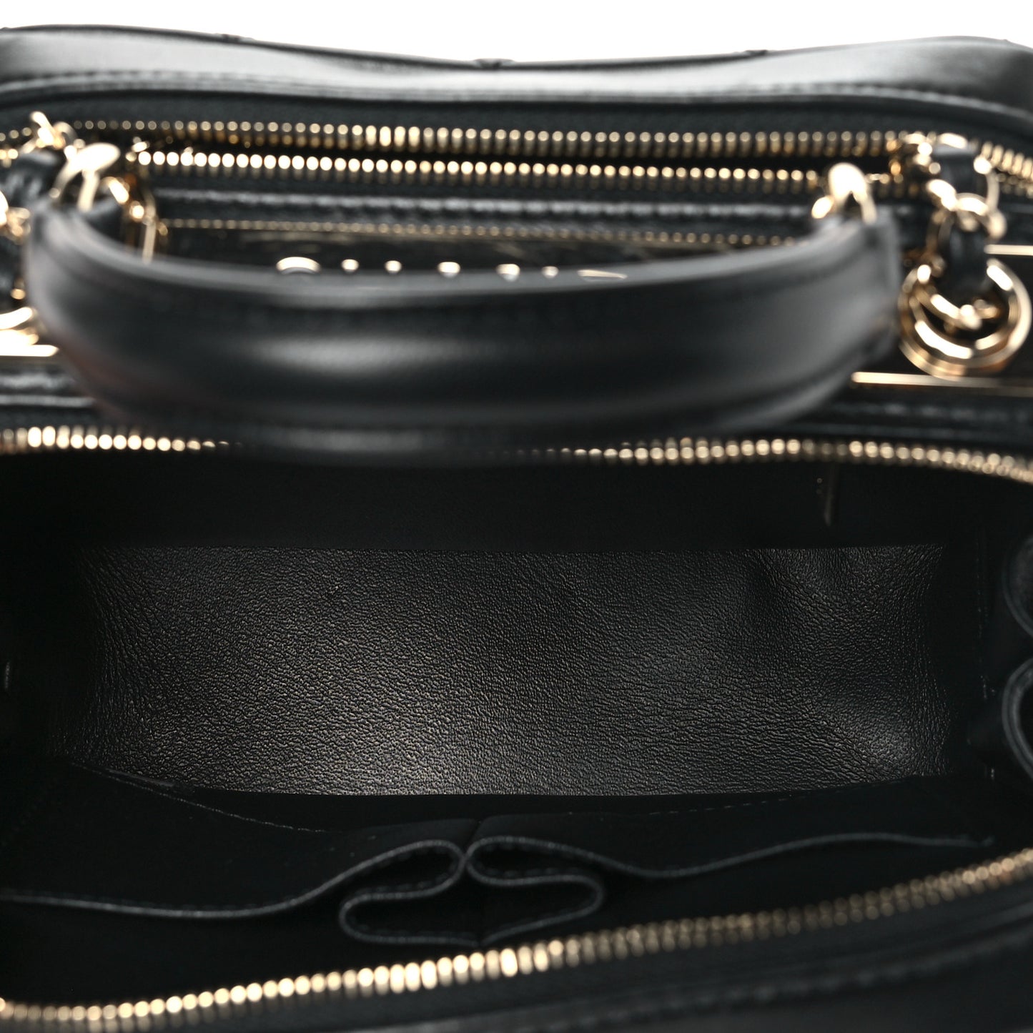 Lambskin Quilted Small Trendy CC Bowling Bag Black