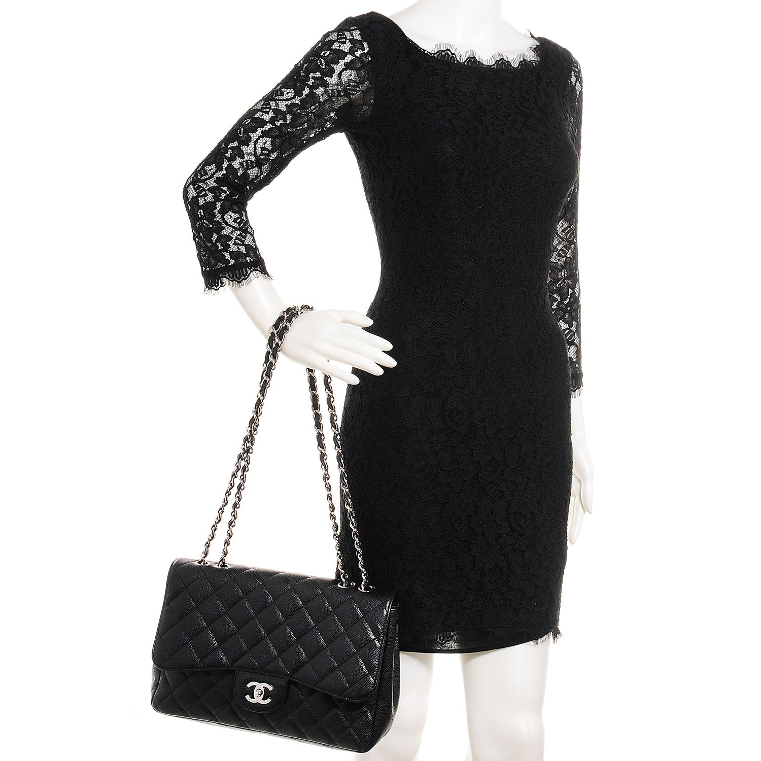 Chanel Caviar Jumbo Single Flap Black 2 of 8