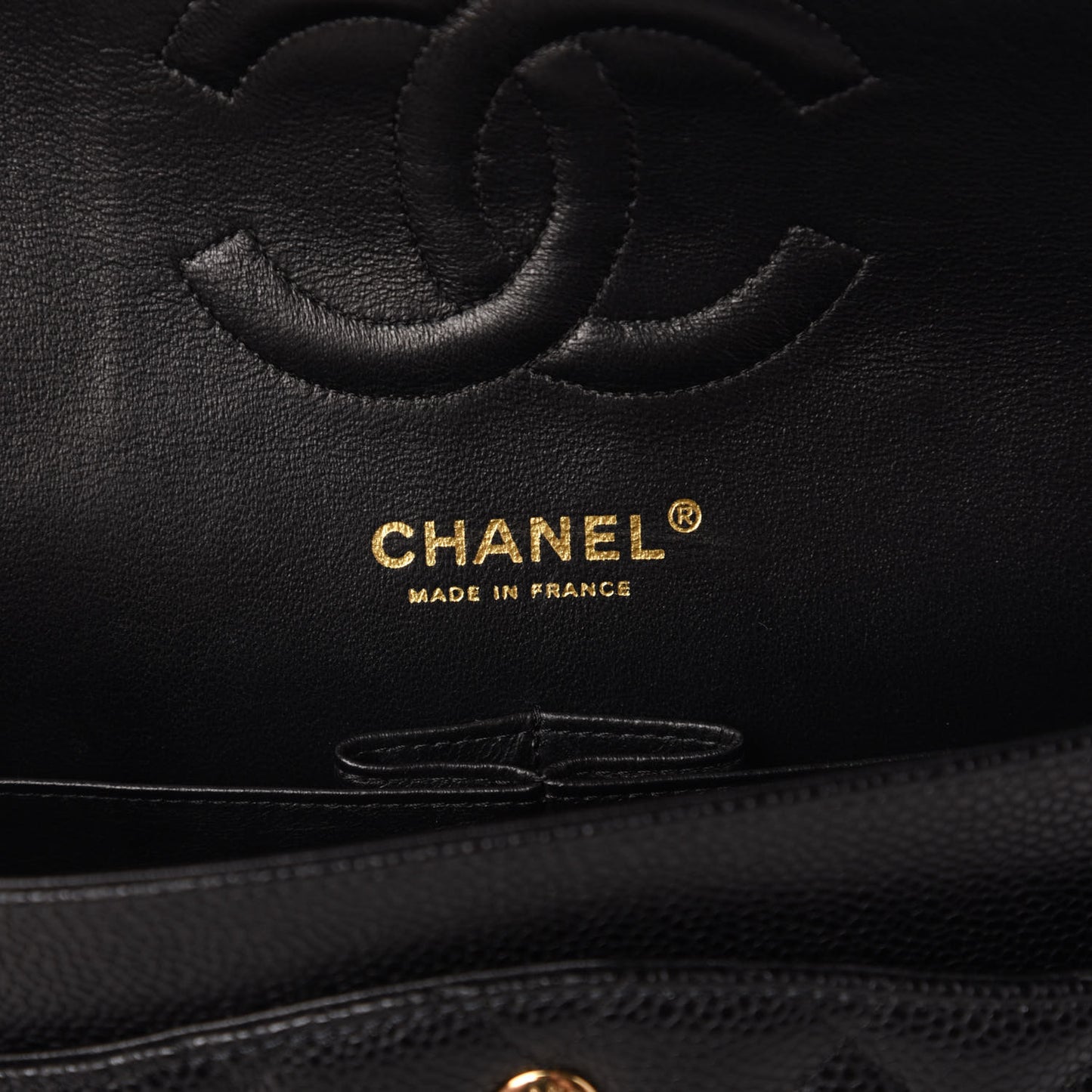 Caviar Quilted Medium Double Flap Black