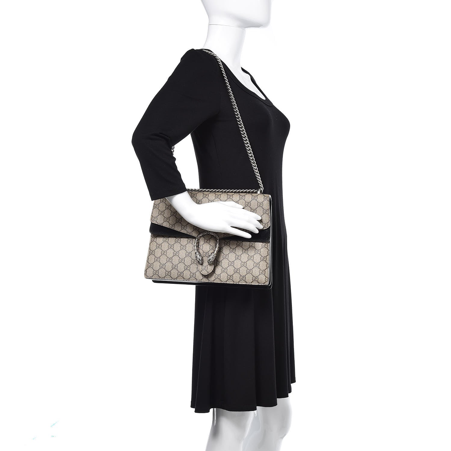 Gucci GG Supreme Monogram Medium Dionysus Shoulder Bag Black 2 of 11