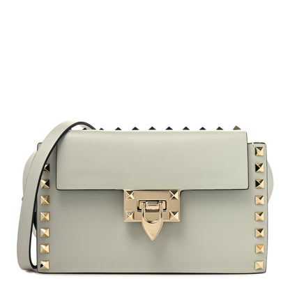 Valentino Garavani Calfskin Small Rockstud Overlay Flap Shoulder Bag Opal Grey 1 of 8