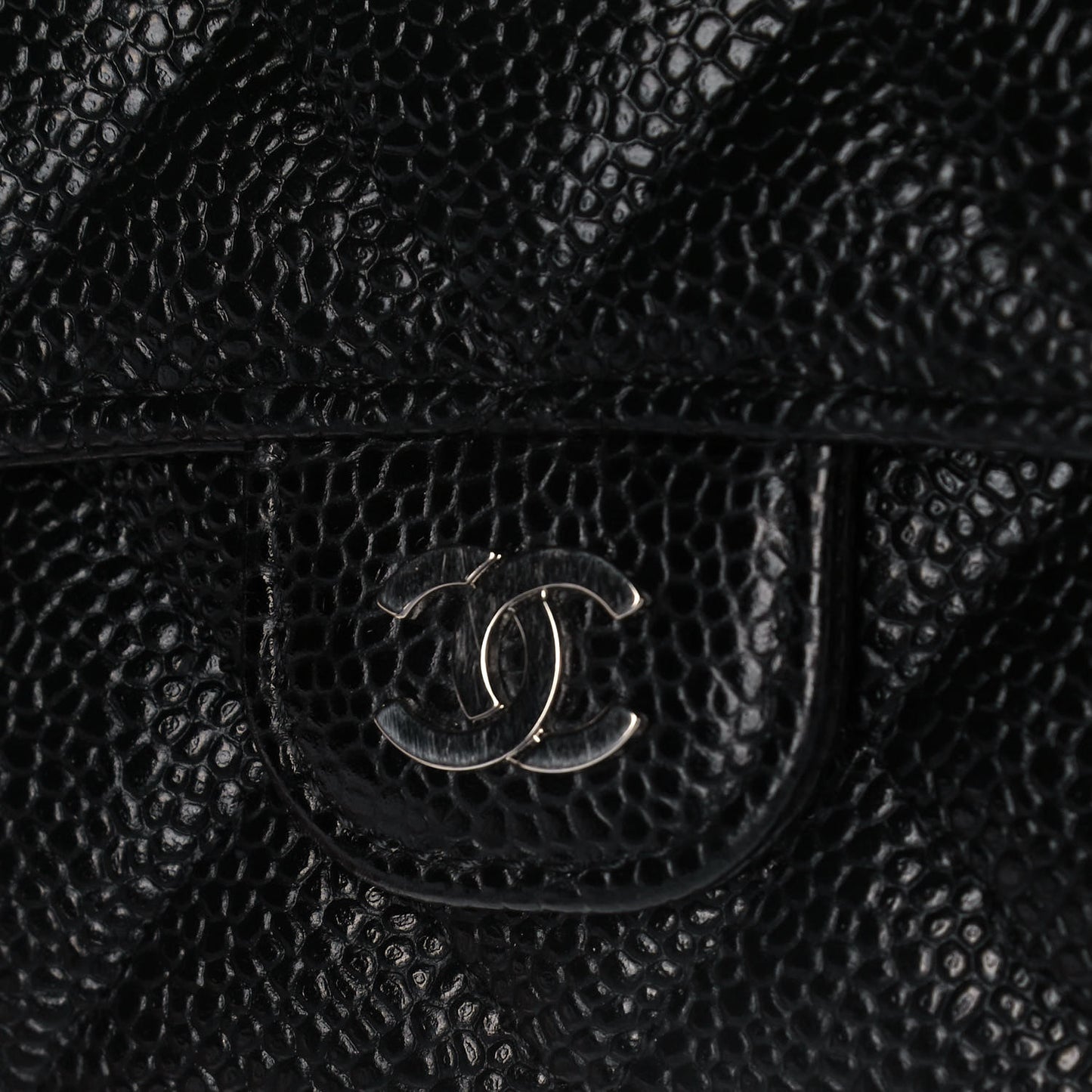 Caviar Quilted Large Gusset Flap Wallet Black