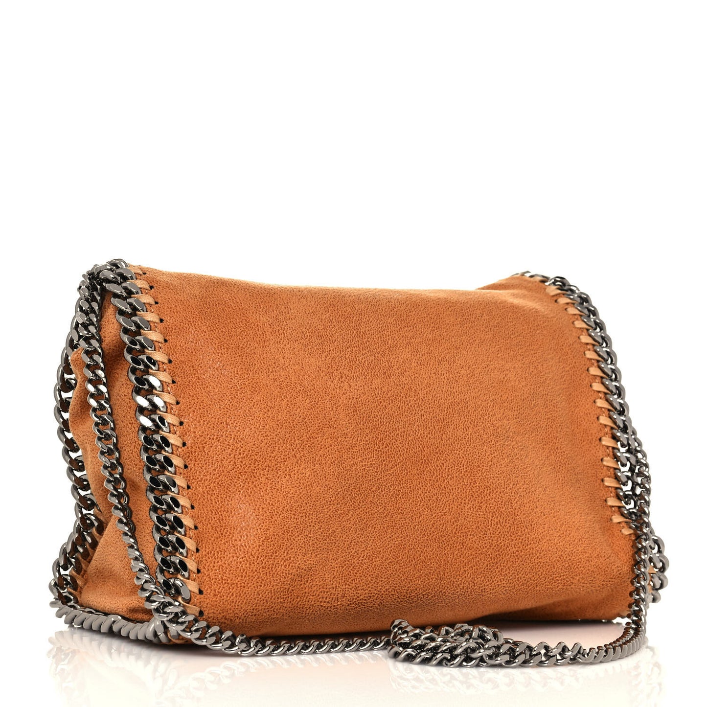 X ED CURTIS Shaggy Deer Logo Embroidered Mini Falabella Fold Over Tote Brown