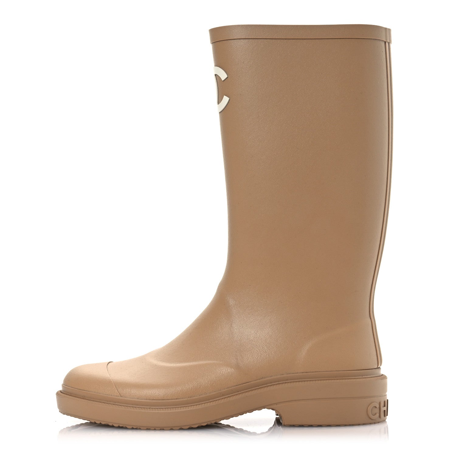 Chanel Caoutchouk CC High Boots 38 Beige 1 of 14