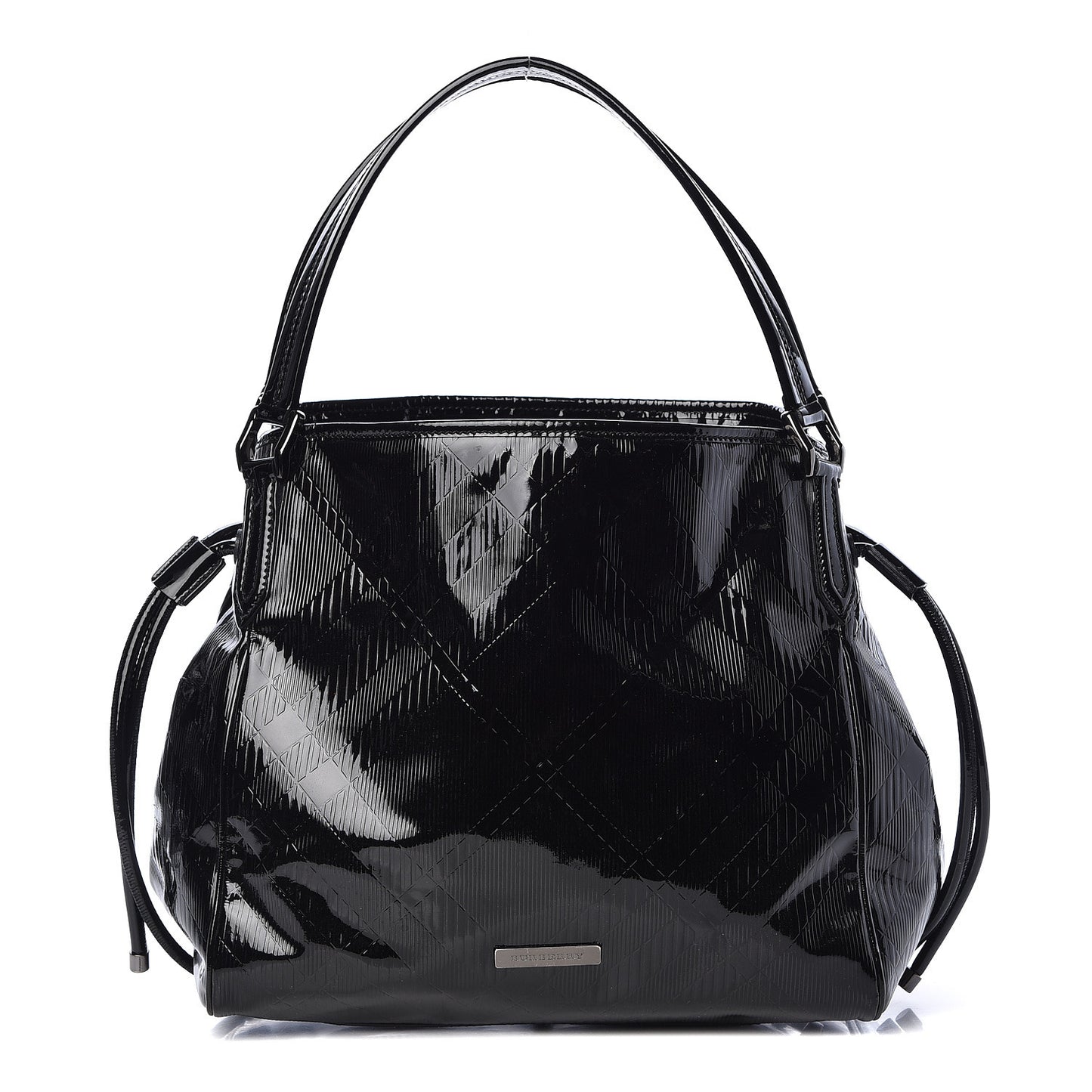 Patent Check Embossed Small Bilmore Tote Black