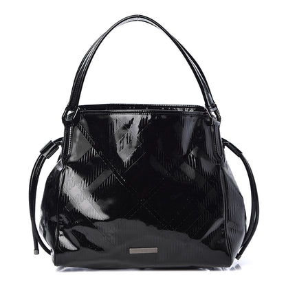 Burberry Patent Check Embossed Small Bilmore Tote Black 1 of 14