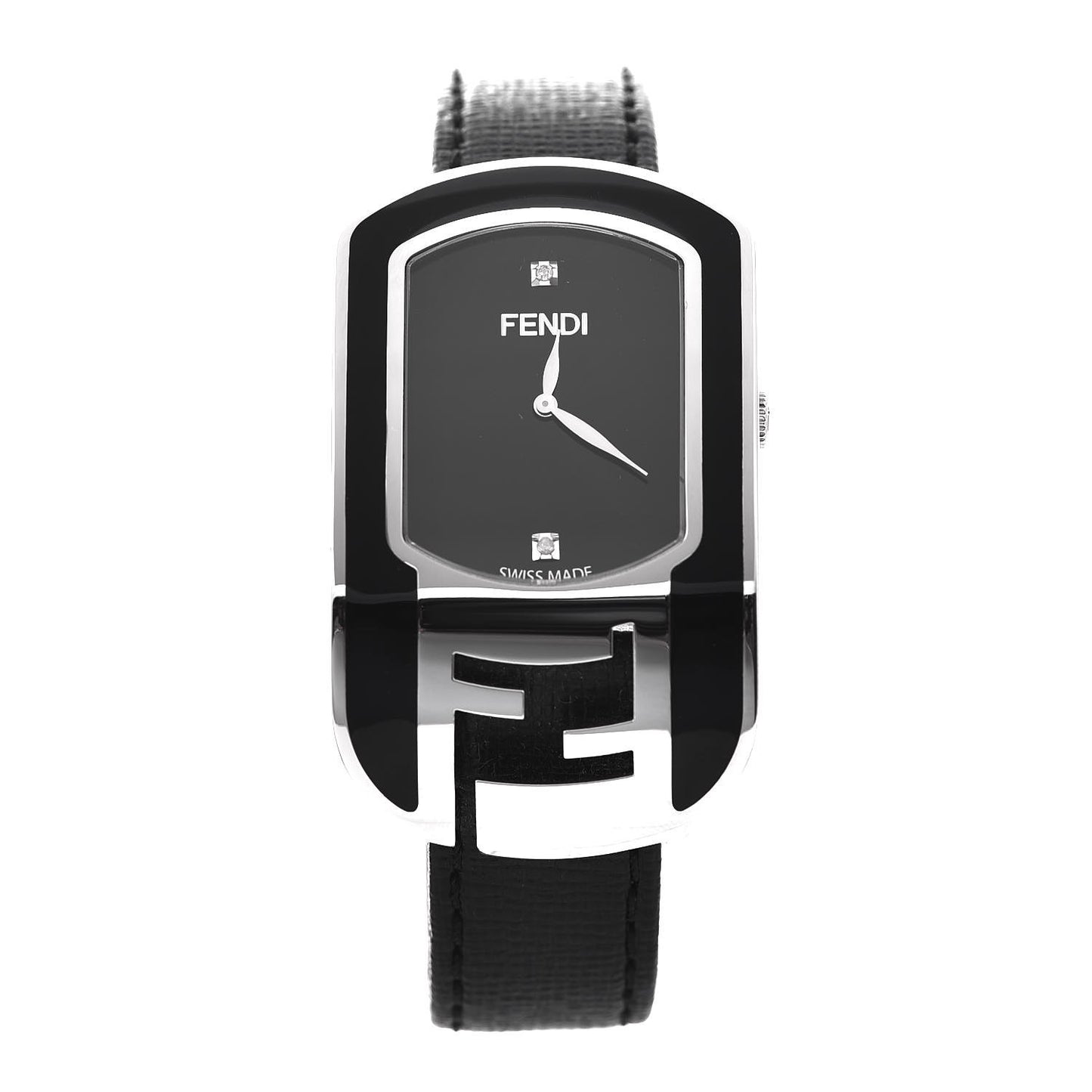Stainless Steel Calfskin Diamond Enamel 29mm Chameleon Quartz Watch Black