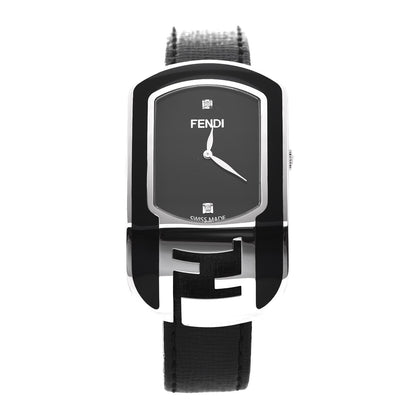 Fendi Stainless Steel Calfskin Diamond Enamel 29mm Chameleon Quartz Watch Black 1 of 7