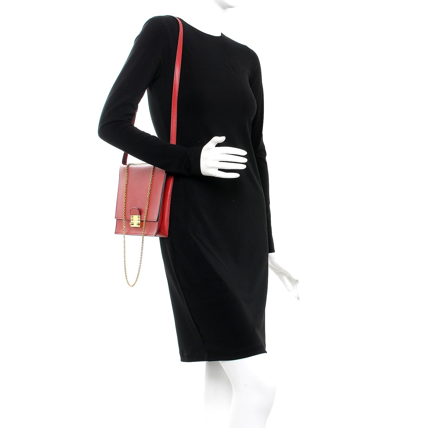 Vitello Shoulder Flap Bag Red