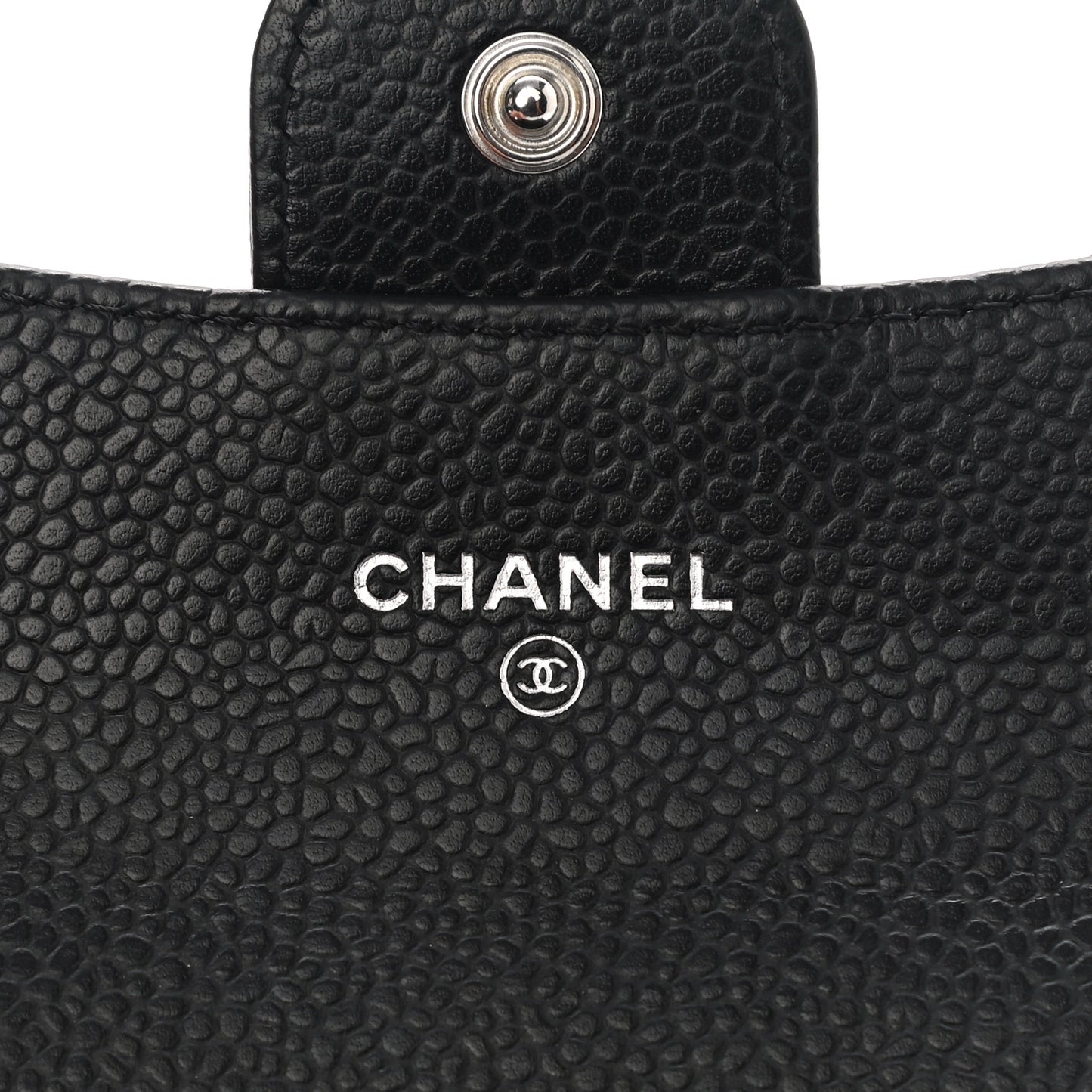 Caviar Quilted Flap Card Holder Wallet Black
