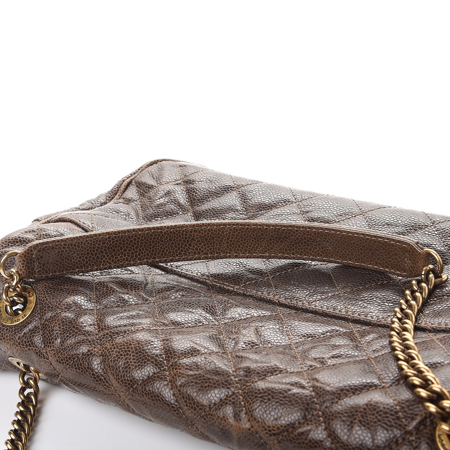 Chanel Crumpled Caviar Quilted Large Shiva Flap Brown 8 of 9