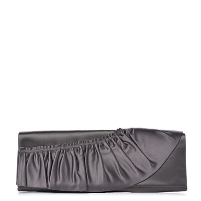 Valentino Garavani Satin Ruffle Flap Clutch Grey 1 of 9