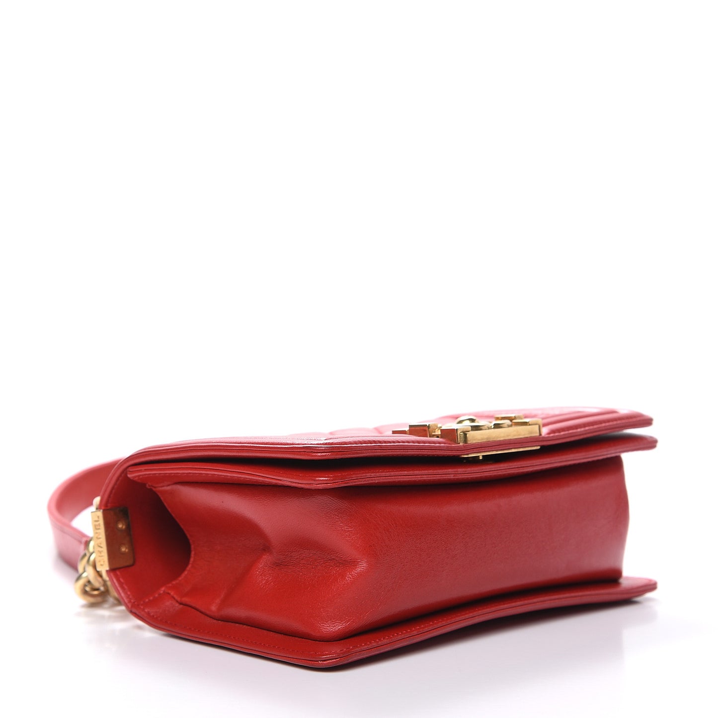 Lambskin Quilted Small Boy Flap Red