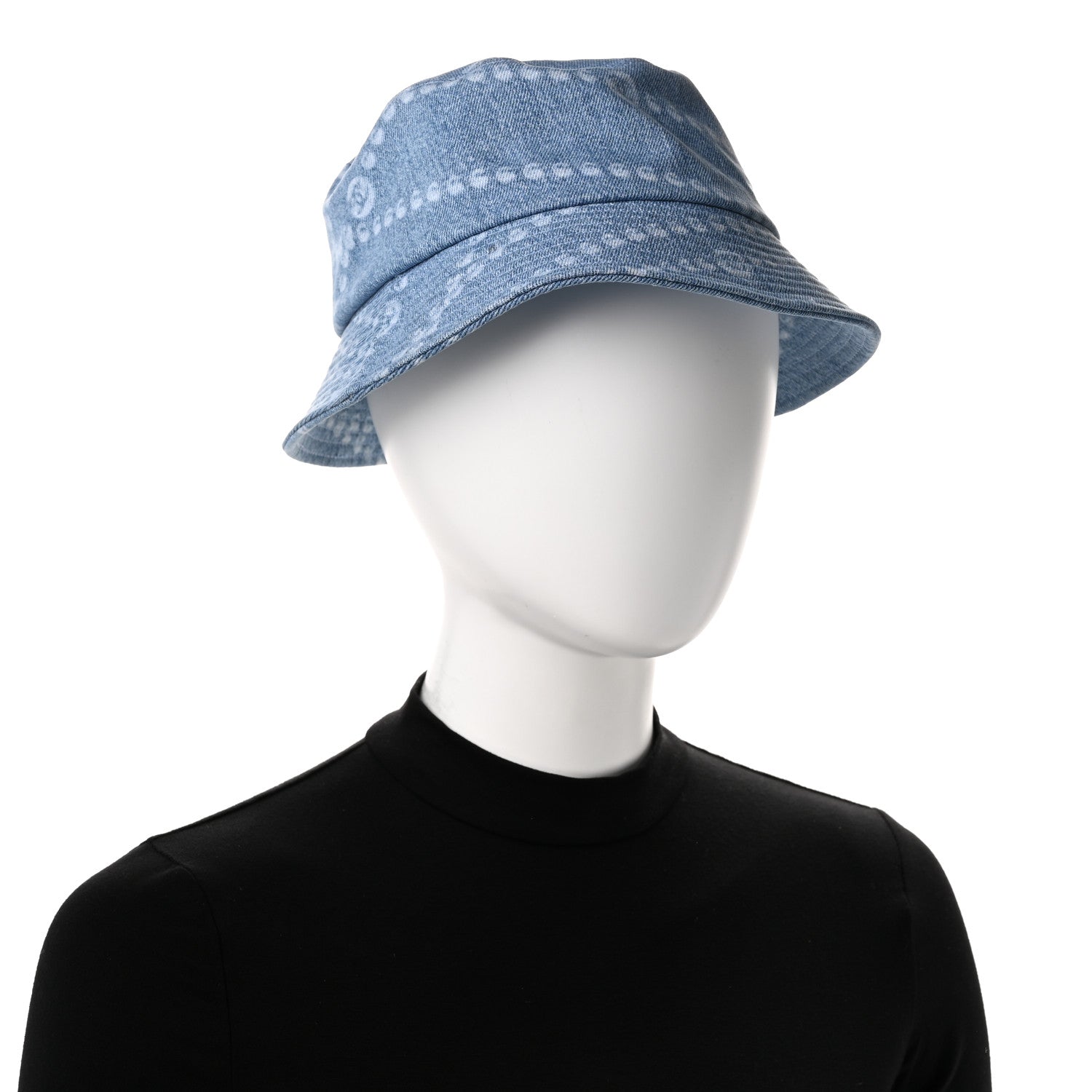 Chanel Denim Printed Bucket Hat S Blue 2 of 6