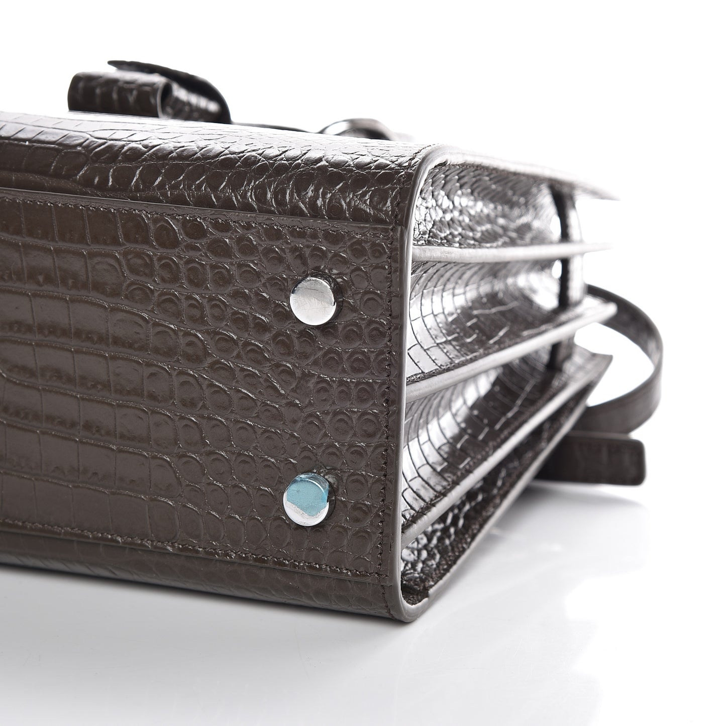 Calfskin Crocodile Embossed Baby Sac De Jour Dark Brown