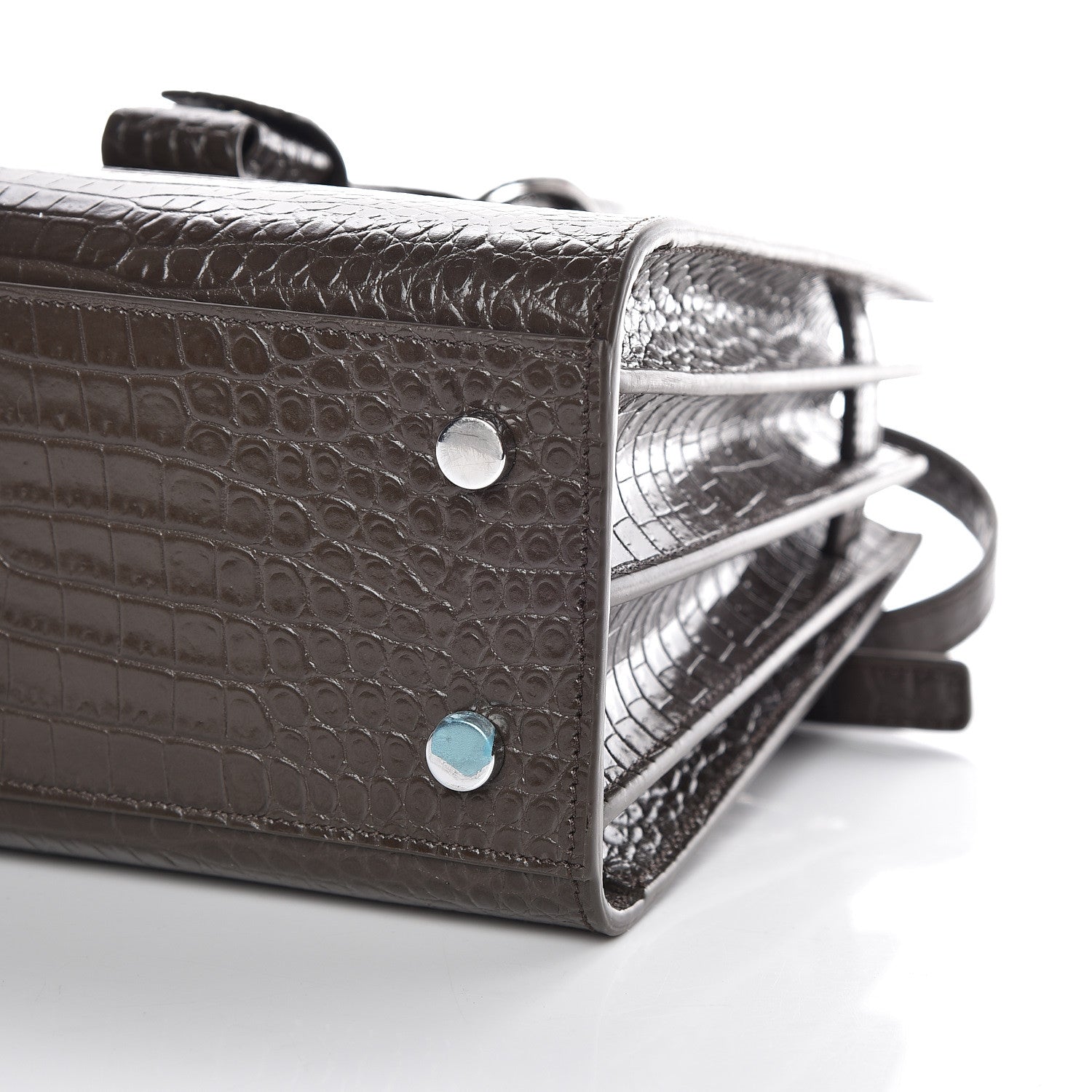 Saint Laurent Calfskin Crocodile Embossed Baby Sac De Jour Dark Brown 10 of 10