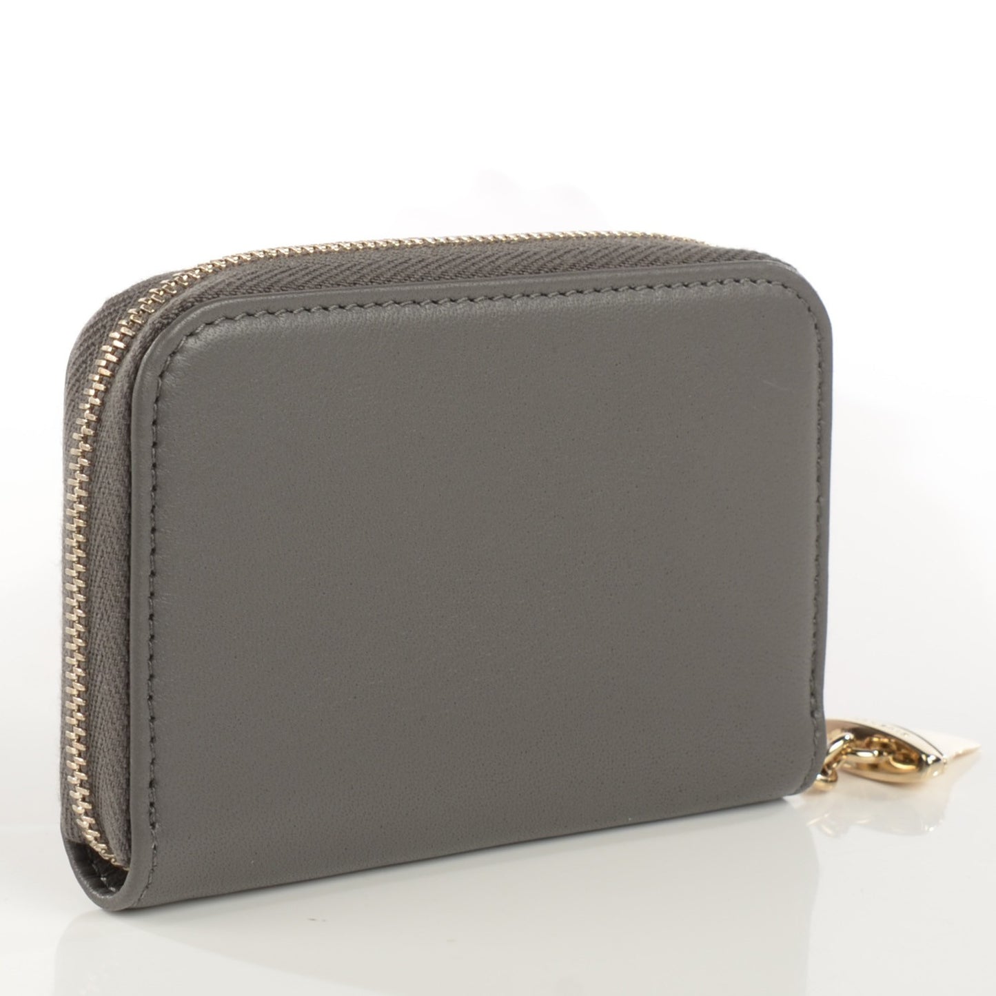 Lambskin Shark Lock Zip Around Compact Wallet Grey