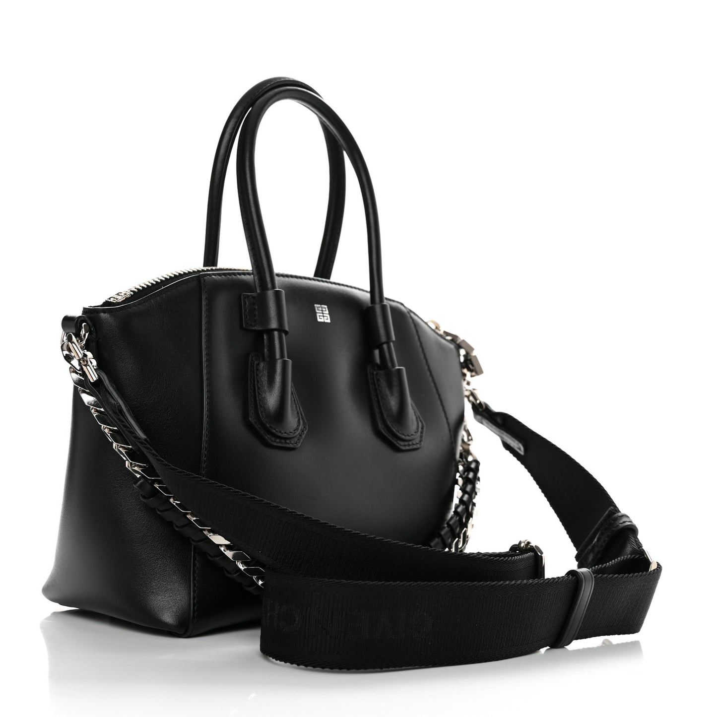 Shiny Lord Calfskin Mini Sport Antigona With Chain Black