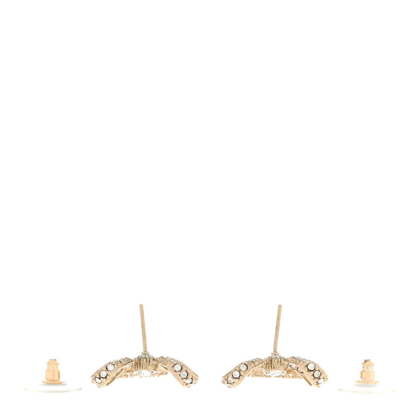 Crystal CC Bow Drop Earrings Gold