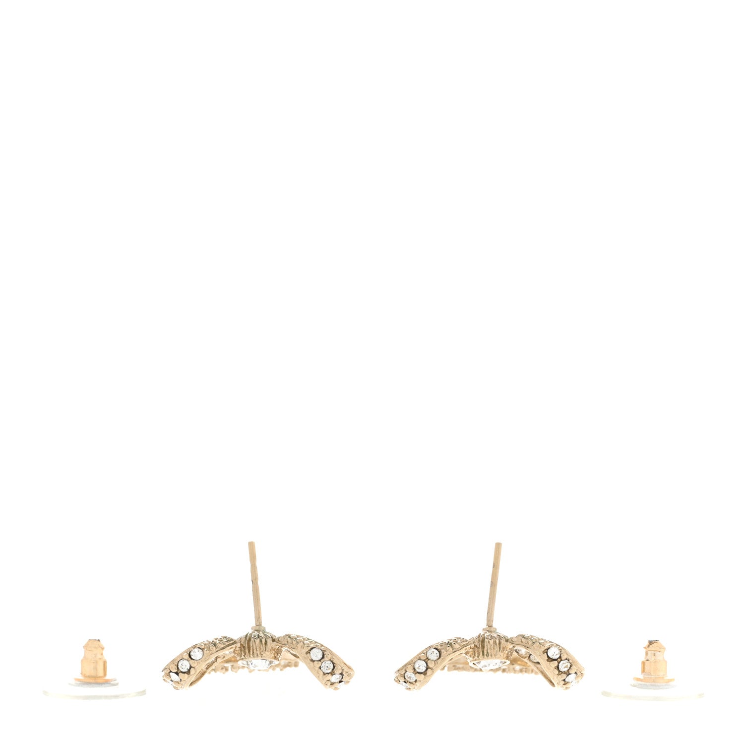 Chanel Crystal CC Bow Drop Earrings Gold 3 of 4