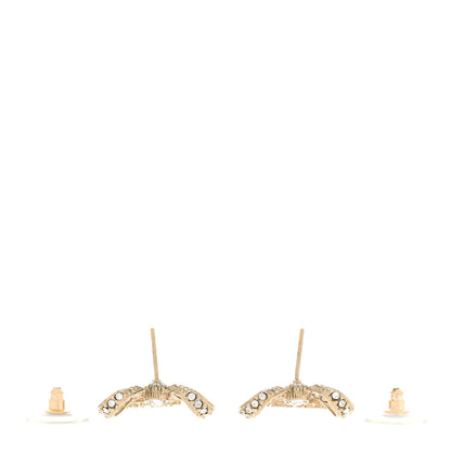 Chanel Crystal CC Bow Drop Earrings Gold 3 of 4