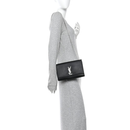Saint Laurent Grain De Poudre Medium Classic Monogram Kate Satchel Black 2 of 12