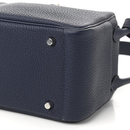 Hermes Taurillon Clemence Mini Lindy 20 Bleu Nuit 10 of 10