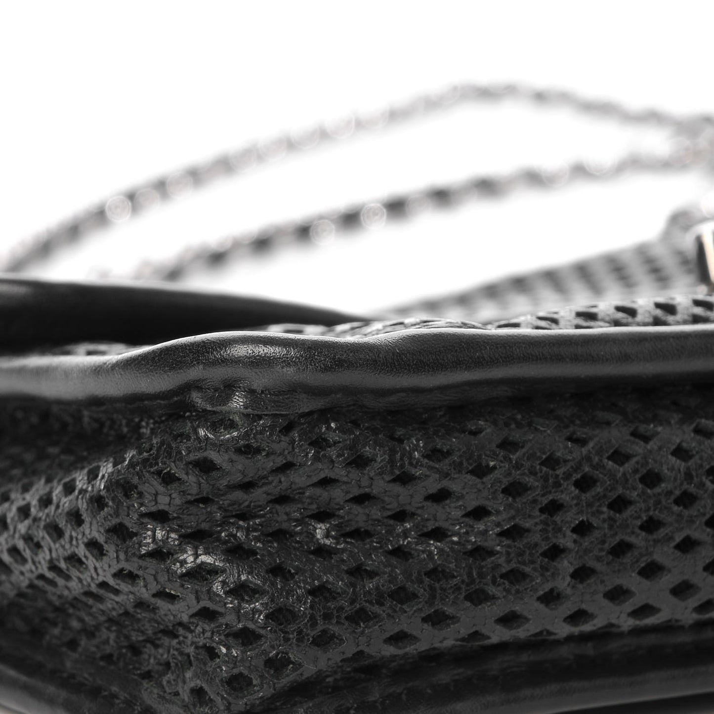 Metallic Perforated Calfskin Small Up In The Air Flap Black