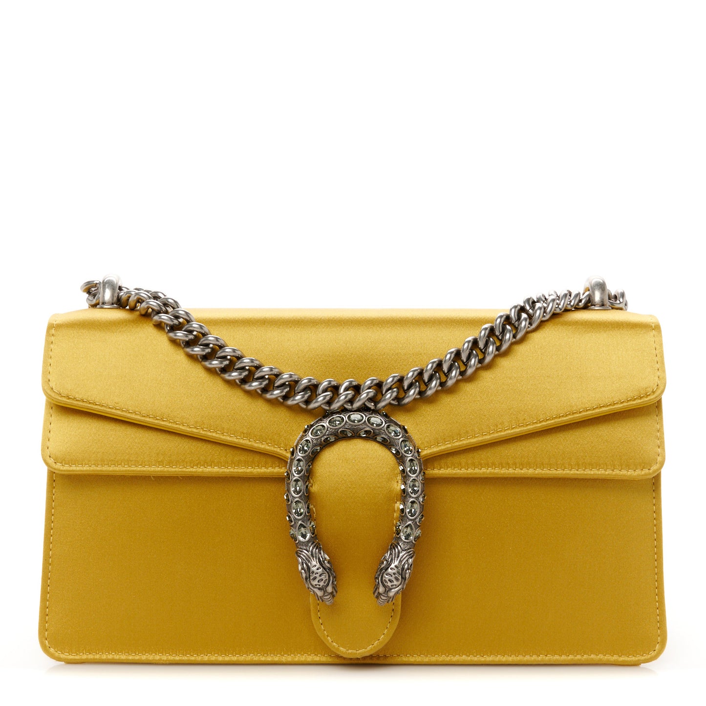 Satin Silk Crystal Small Dionysus Shoulder Bag Gold Black Diamond