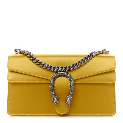 Gucci Satin Silk Crystal Small Dionysus Shoulder Bag Gold Black Diamond 1 of 11