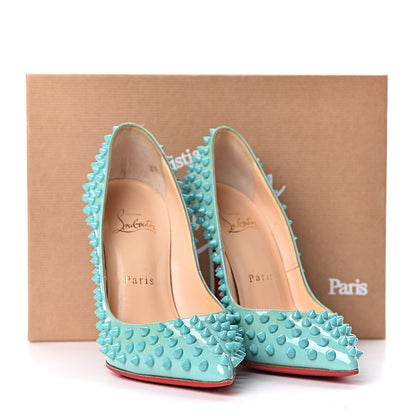 Christian Louboutin Patent Pigalle Spikes 120 Pumps 37 Aquamarine 13 of 13