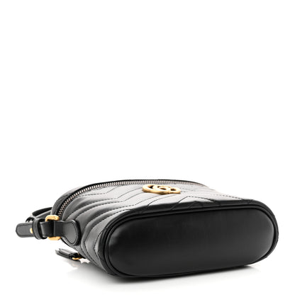 Gucci Calfskin Matelasse Small GG Marmont Vanity Cosmetic Case Black 4 of 10