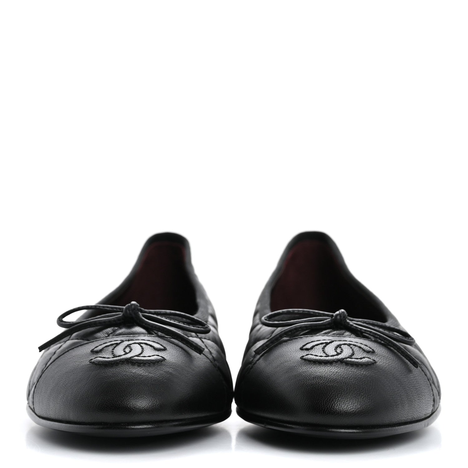 Chanel Aged Calfskin Quilted CC Cap Toe Ballerina Flats 39 Black 3 of 10